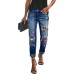 Women's Ripped Mid Waisted Boyfriend Jeans Loose Fit Distressed Stretchy Denim Pants