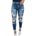 Women's Ripped Mid Waisted Boyfriend Jeans Loose Fit Distressed Stretchy Denim Pants