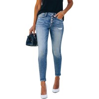Women's Ripped Skinny Slim Fit Jeans Frayed Distressed Stretchy Denim Pants
