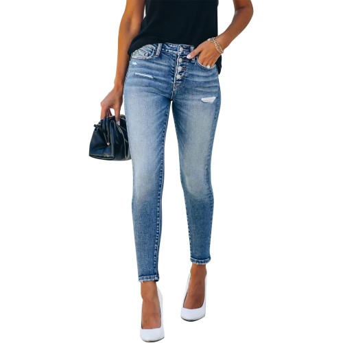 Women's Ripped Skinny Slim Fit Jeans Frayed Distressed Stretchy Denim Pants Women's Ripped Skinny Slim Fit Jeans Frayed Distressed Stretchy Denim Pants