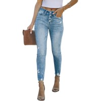 Women's Ripped Skinny Jeans Distressed Stretchy Denim Pants