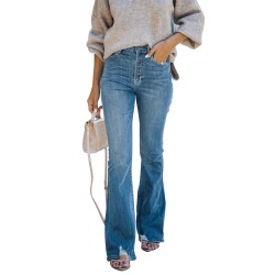 Women's Flare Bell Bottom Jeans High Waisted Wide Leg Bootcut Jeans Stretchy Denim Pants BB002