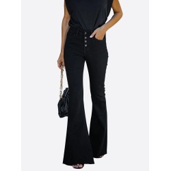 Women's Flare Stretchy Jeans High Waist Bootcut Slimming Denim Bell Bottom Pants Pantalones De Campana Black Bb005