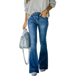 Women's Flare Bell Bottom Jeans High Waisted Wide Leg Bootcut Jeans Stretchy Denim Pants BB009