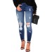 Women's Skinny Ripped Trendy Jeans Distressed Stretchy Denim Pants