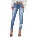 Women's Skinny Ripped Trendy Jeans Distressed Stretchy Denim Pants