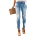 Women's Skinny Ripped Trendy Jeans Distressed Stretchy Denim Pants