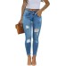 Women's Skinny Ripped Trendy Jeans Distressed Stretchy Denim Pants