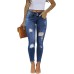 Women's Skinny Ripped Trendy Jeans Distressed Stretchy Denim Pants