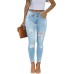 Women's Skinny Ripped Trendy Jeans Distressed Stretchy Denim Pants