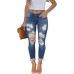 Women's Skinny Ripped Trendy Jeans Distressed Stretchy Denim Pants
