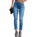 Women's Ripped Skinny Jeans Distressed Stretchy Denim Pants