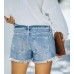 Womens Jean Shorts High Waisted Stretchy Buttoned Folded Hem Zimbaplatinum Denim Shorts SJ004
