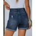 Jean Shorts Womens Stretchy High Waisted Ripped with Pockets Trendy Distressed Cut Off Shorts SJ005