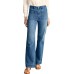 Women's Wide Leg Jeans High Waisted Straight Leg Stretchy Denim Pants with Pockets WLL003