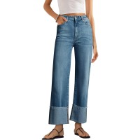 Women's Wide Leg Jeans High Waisted Straight Leg Stretchy Denim Pants with Pockets Wll005