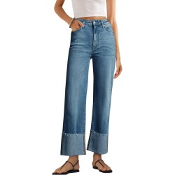 Women's Wide Leg Jeans High Waisted Straight Leg Stretchy Denim Pants with Pockets Wll005